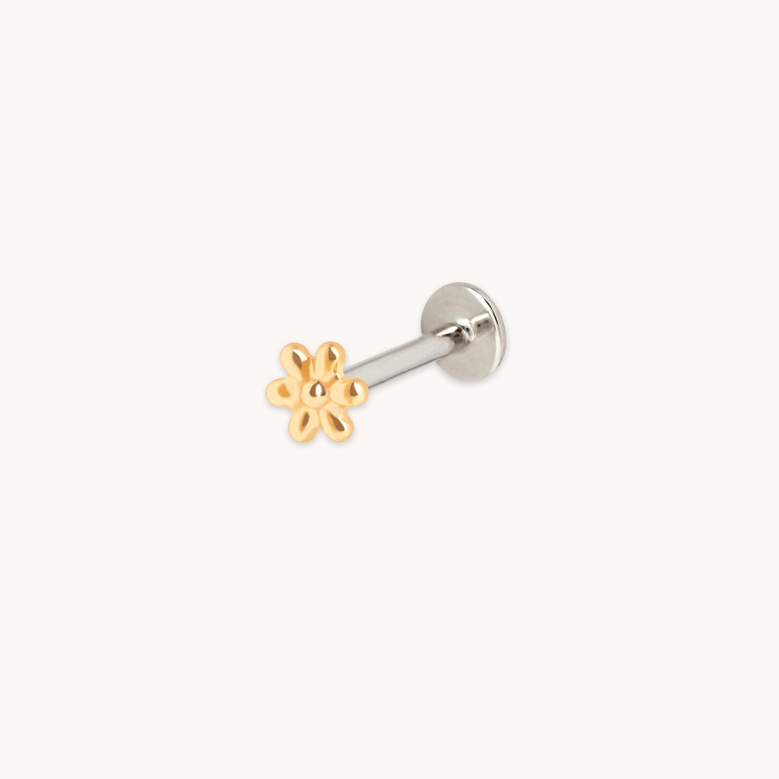 Flower Titanium Piercing Stud in Gold