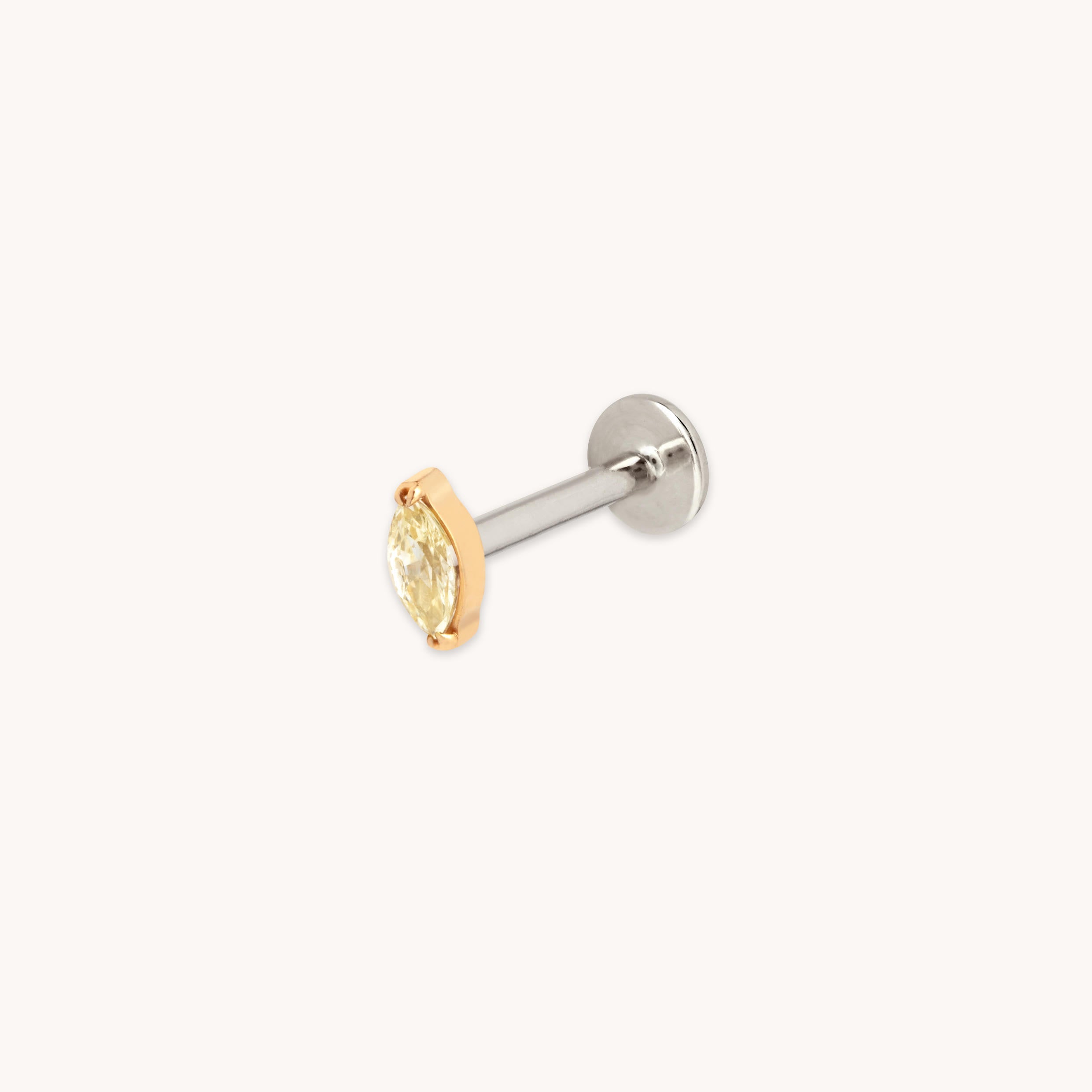 Yellow Crystal Titanium Piercing Stud in Gold