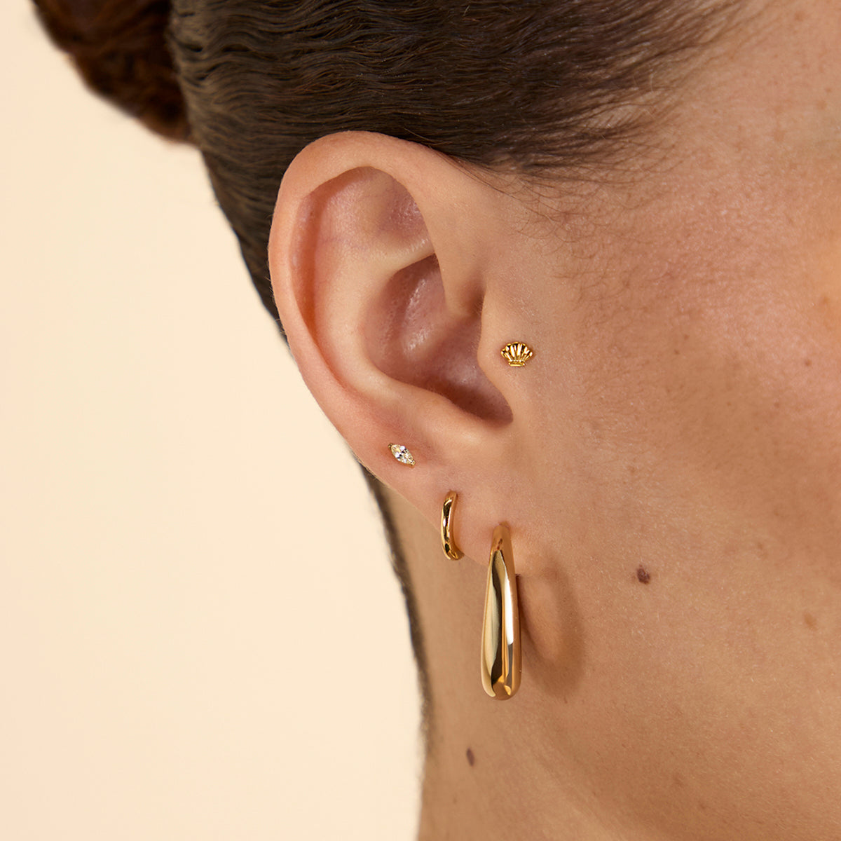 Yellow Crystal Titanium Piercing Stud in Gold