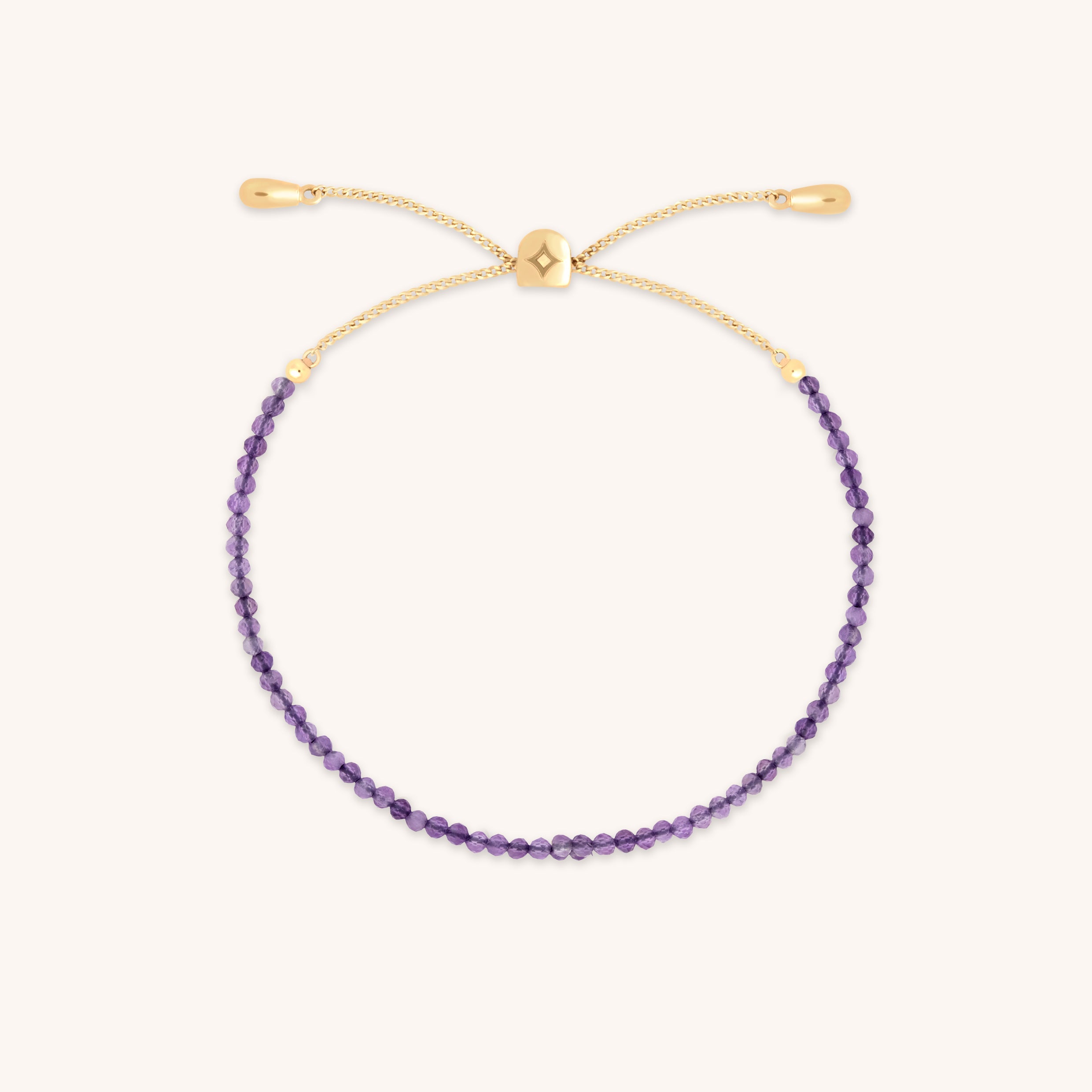 Amethyst February Beaded Bracelet in Solid Gold