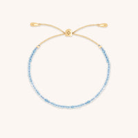 Aquamarine March Beaded Bracelet in Solid Gold
