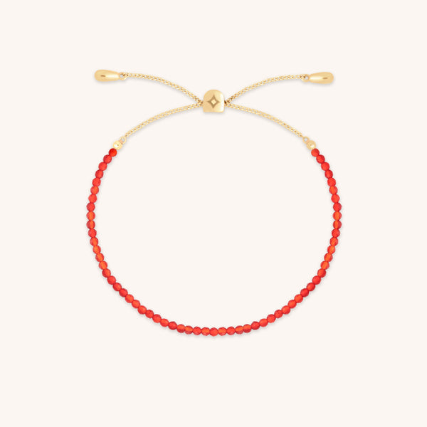 Carnelian July Beaded Bracelet in Solid Gold-Astrid & Miyu