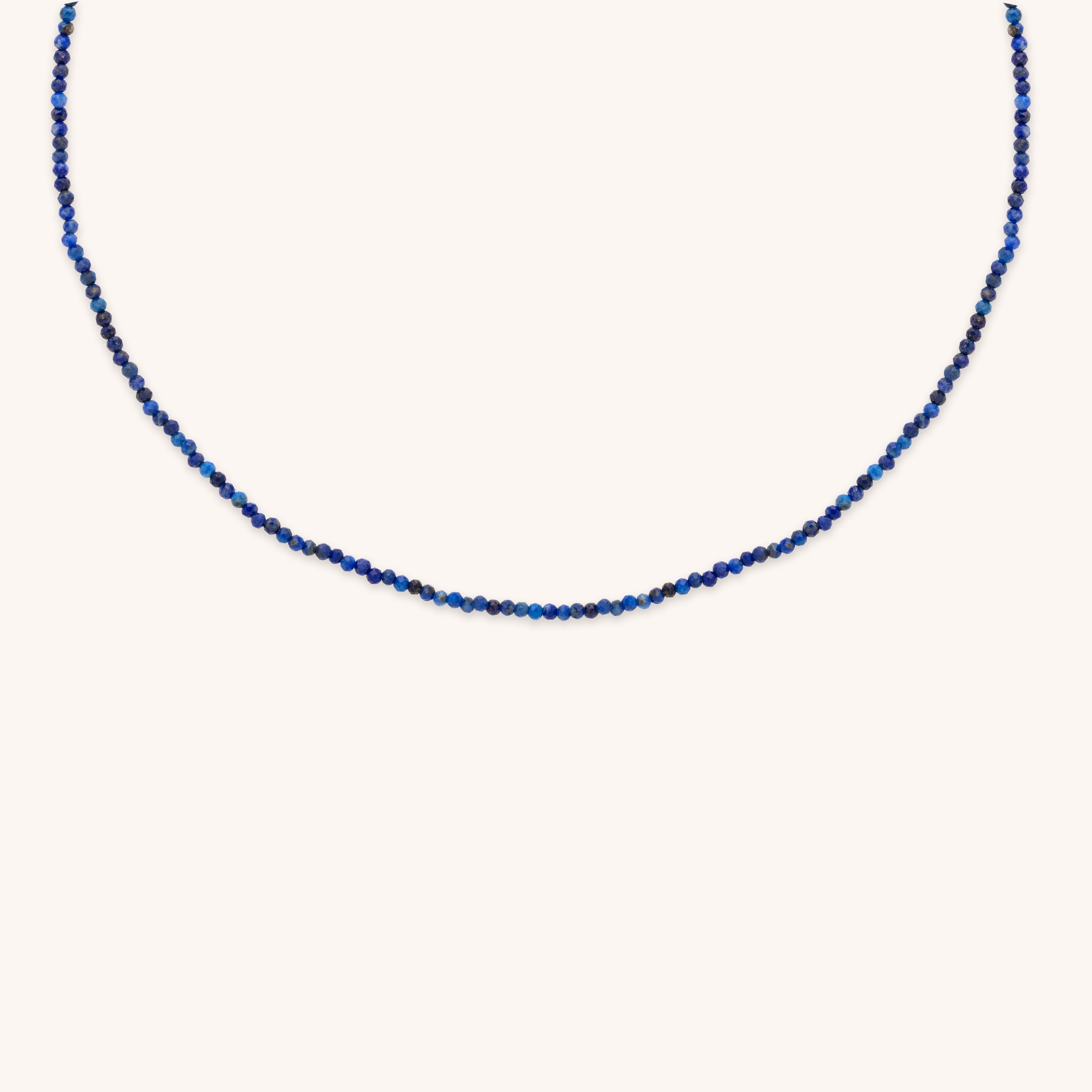 Lazurite September Beaded Necklace in Solid Gold