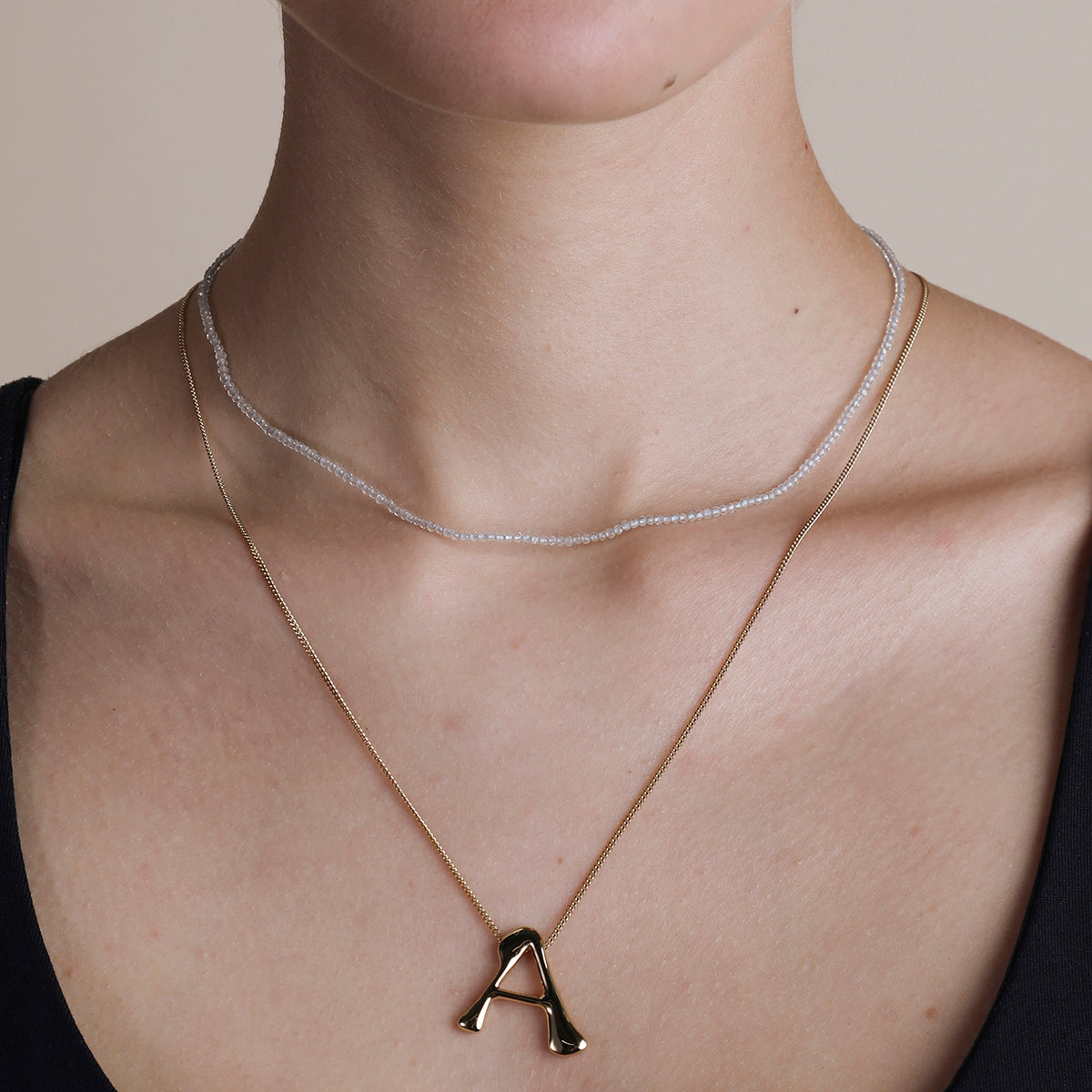 Topaz April Beaded Necklace in Solid Gold