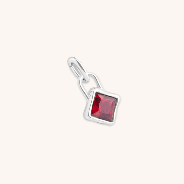 Garnet January Clip Charm in Silver