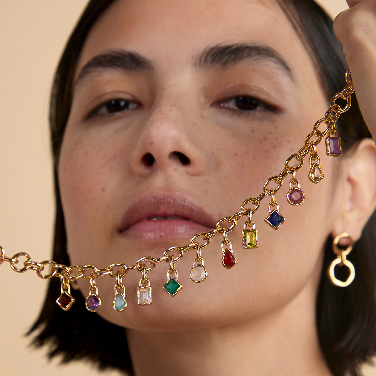 Citrine November Beaded Necklace in Solid Gold