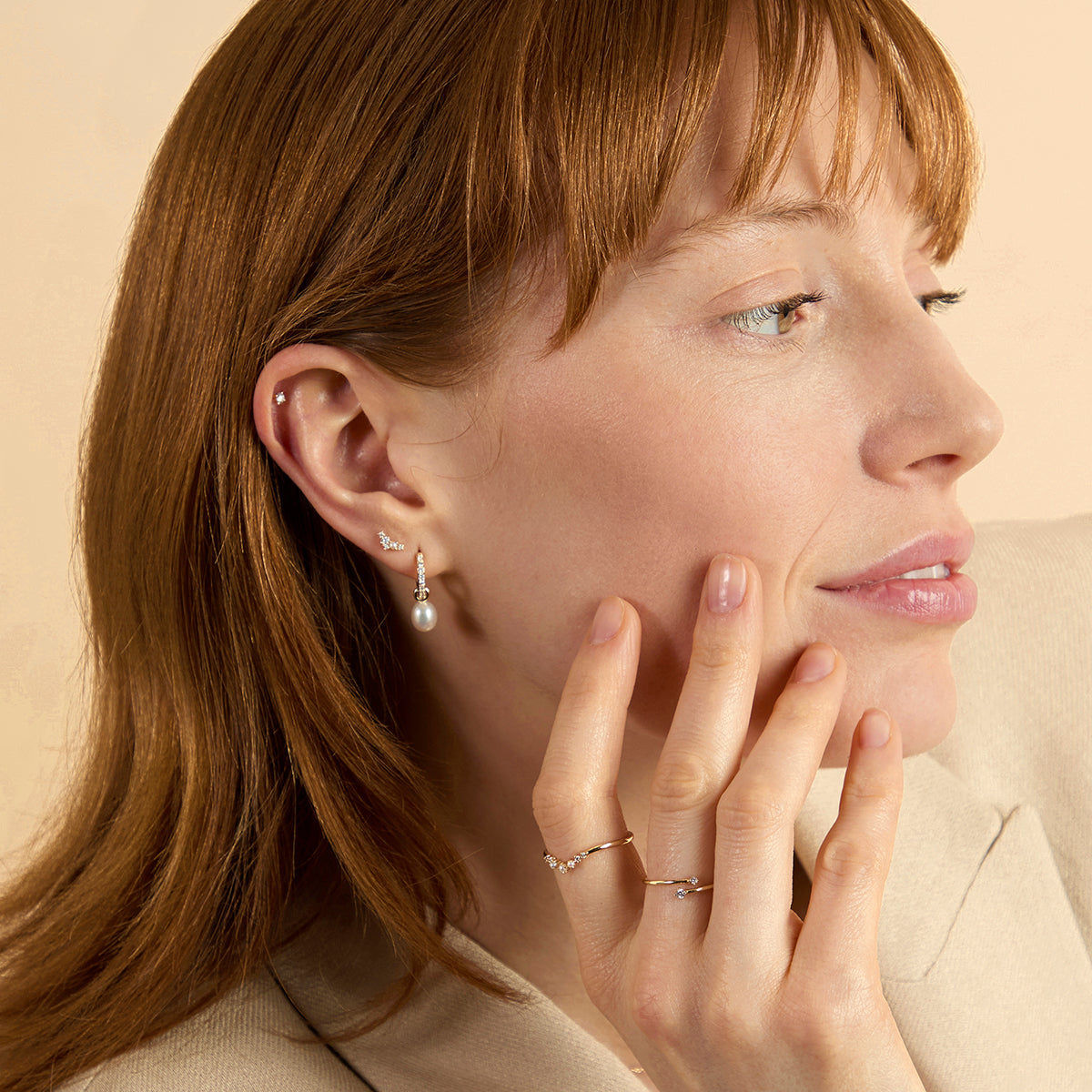 Lab Diamond & Pearl Cluster Studs-Astrid & Miyu