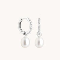 Lab Diamond & Pearl Charm Huggies-Astrid & Miyu