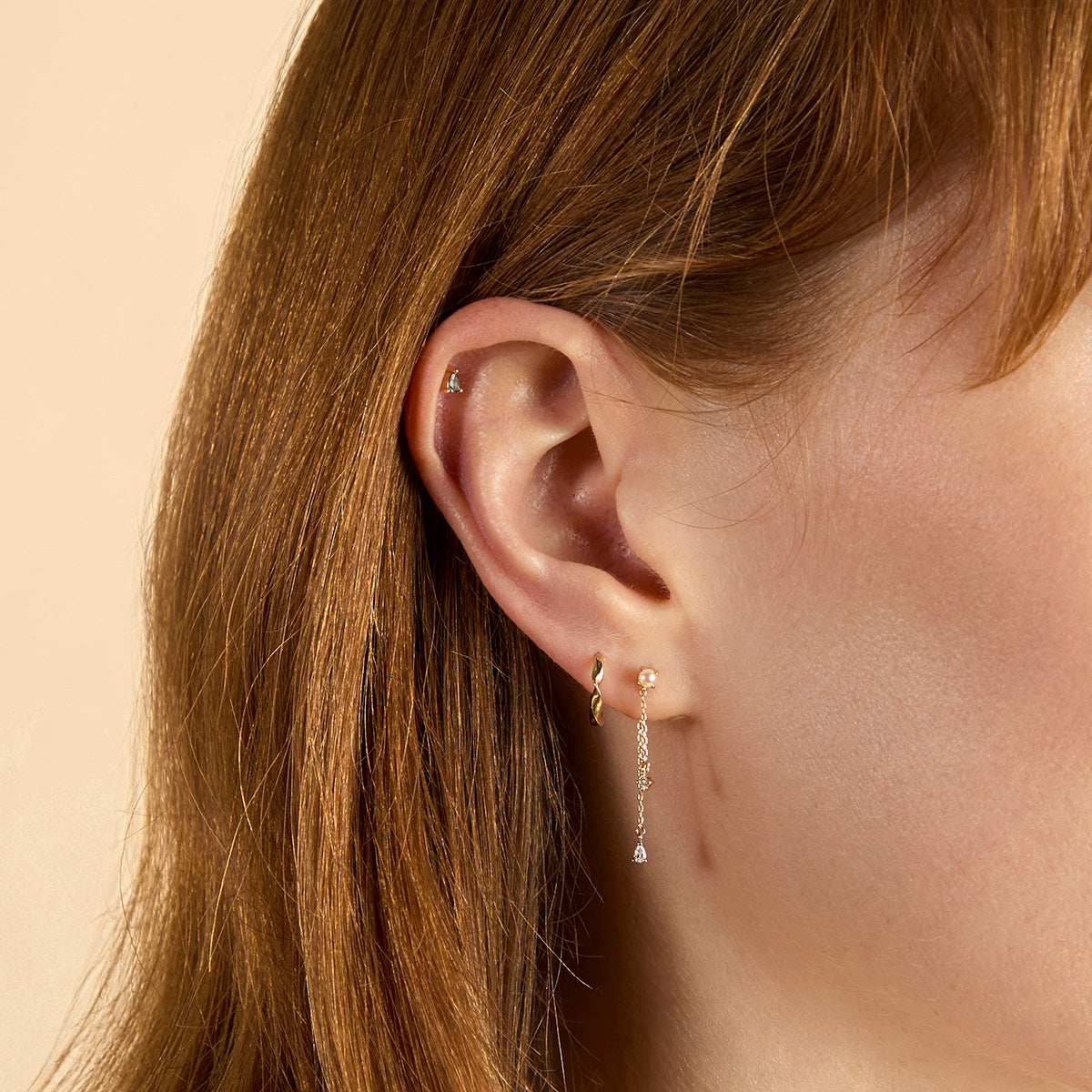 Lab Diamond & Pearl F&B Drop Studs-Astrid & Miyu