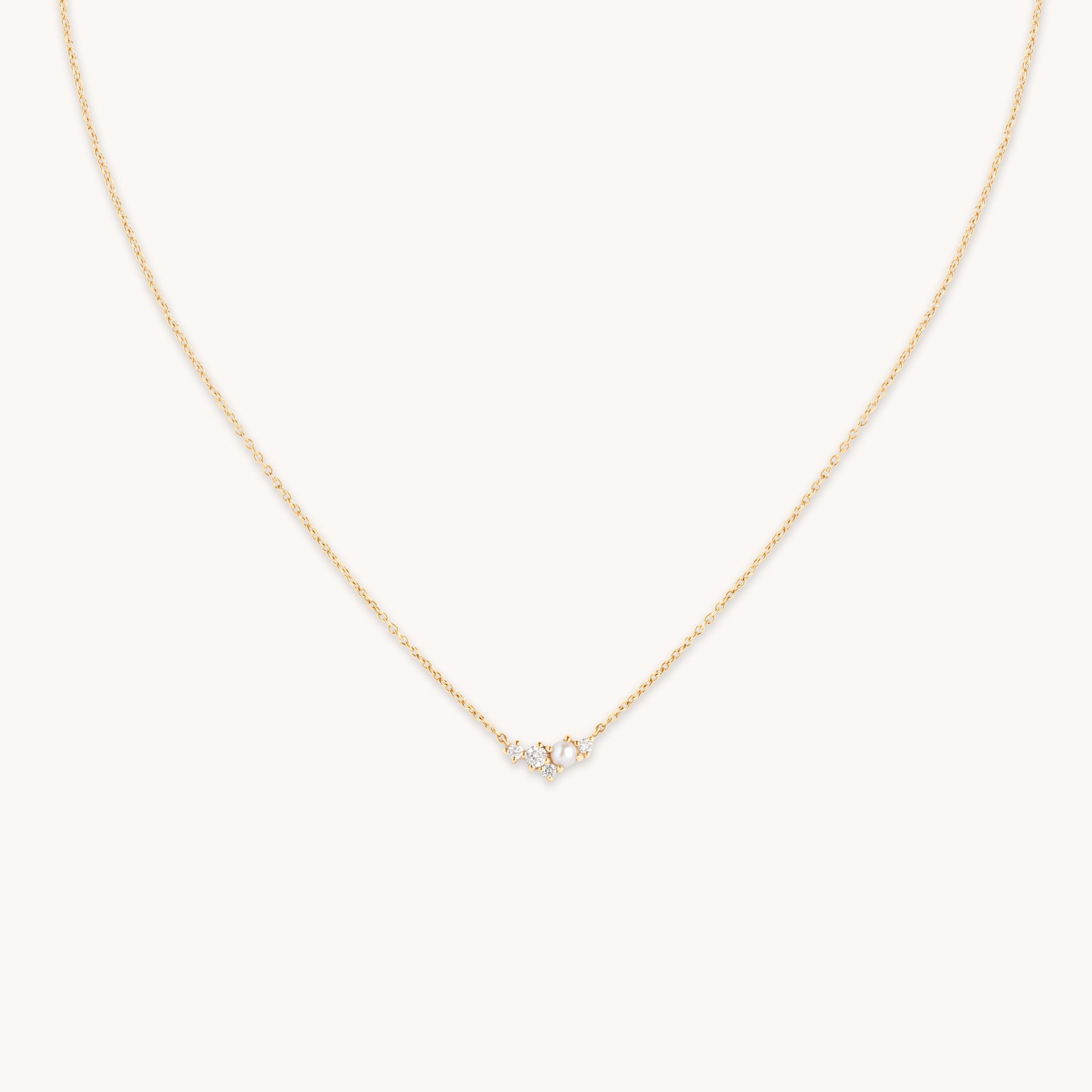 Lab Diamond & Pearl Cluster Necklace-Astrid & Miyu