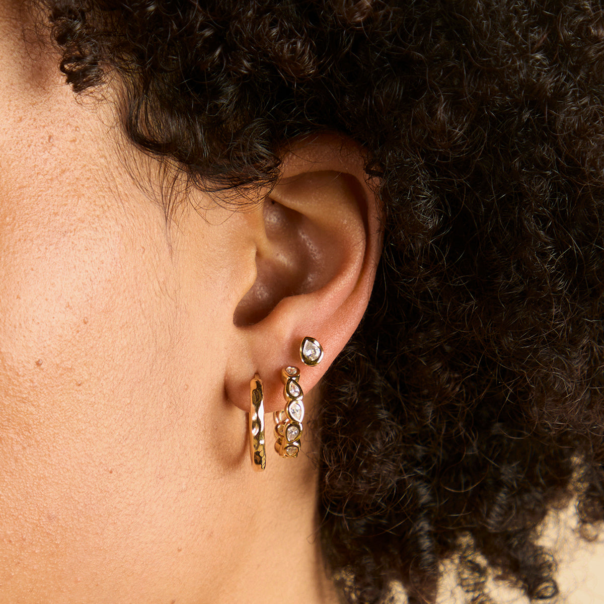 Pear Bezel Hoops-Astrid & Miyu