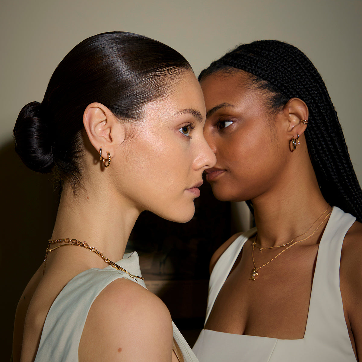 Molten Blue Crystal Hoops in Gold