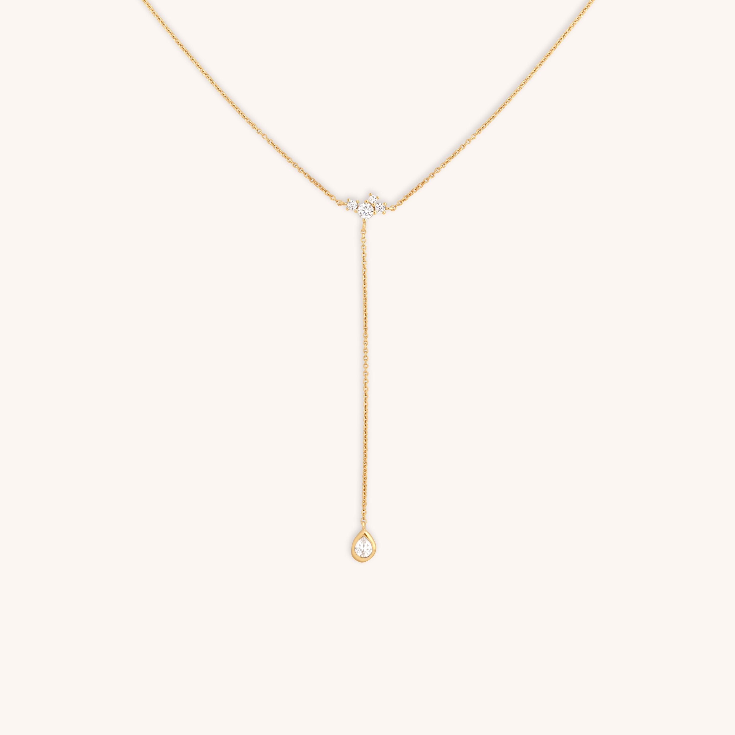 Pear Bezel Cluster Lariat-Astrid & Miyu