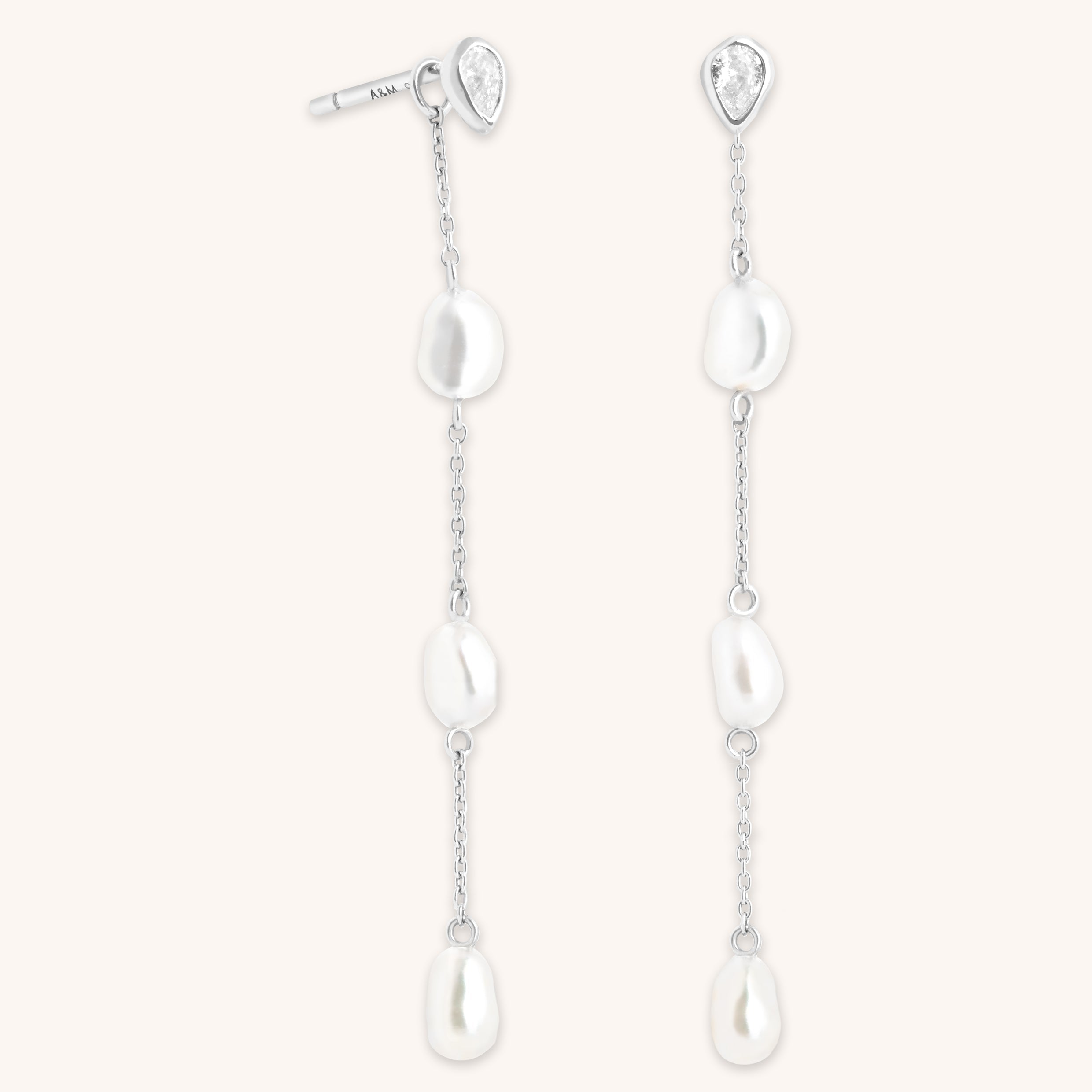 Pearl Chain Drop Studs-Astrid & Miyu