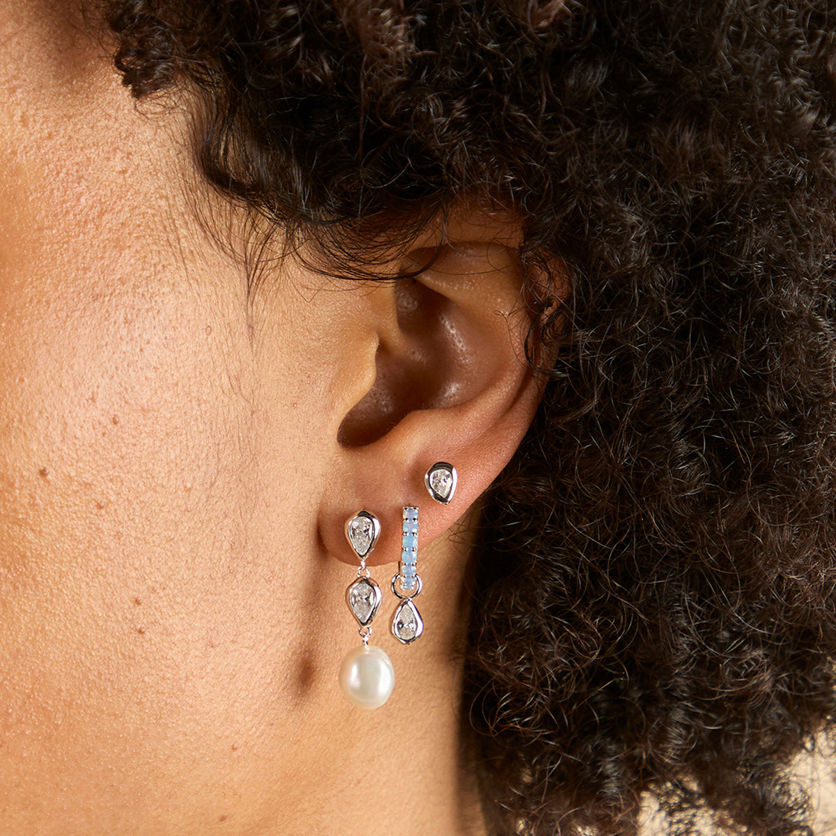 Pear Bezel Studs-Astrid & Miyu