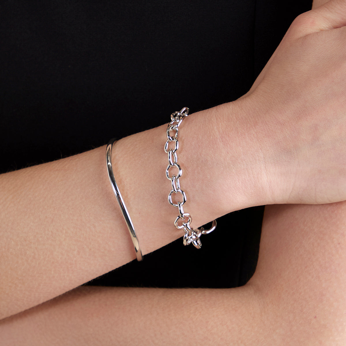 Molten Link Chain Bracelet in Silver