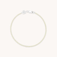 Green Tennis Chain Bracelet in Silver