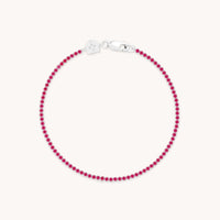 Pink Tennis Chain Bracelet in Silver