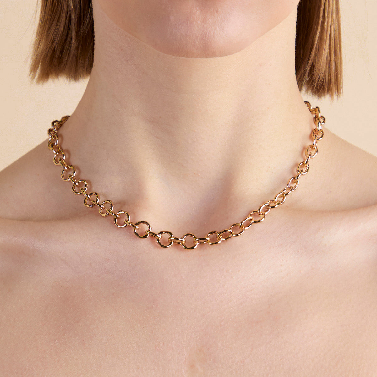 Molten Link Chain Necklace in Gold