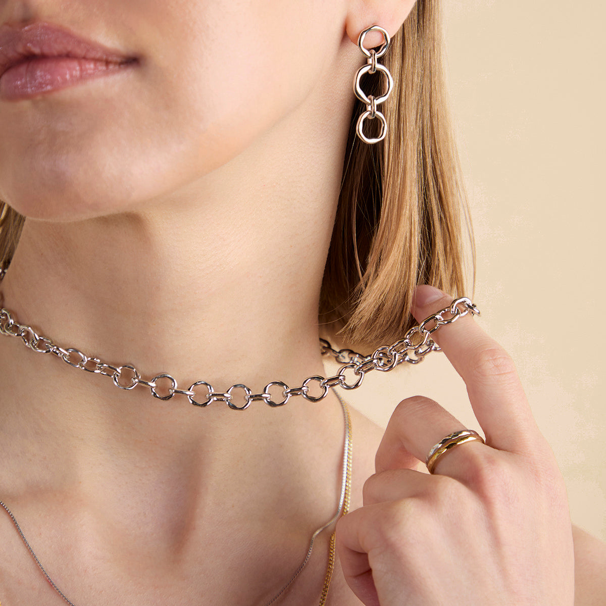 Molten Link Chain Necklace in Silver