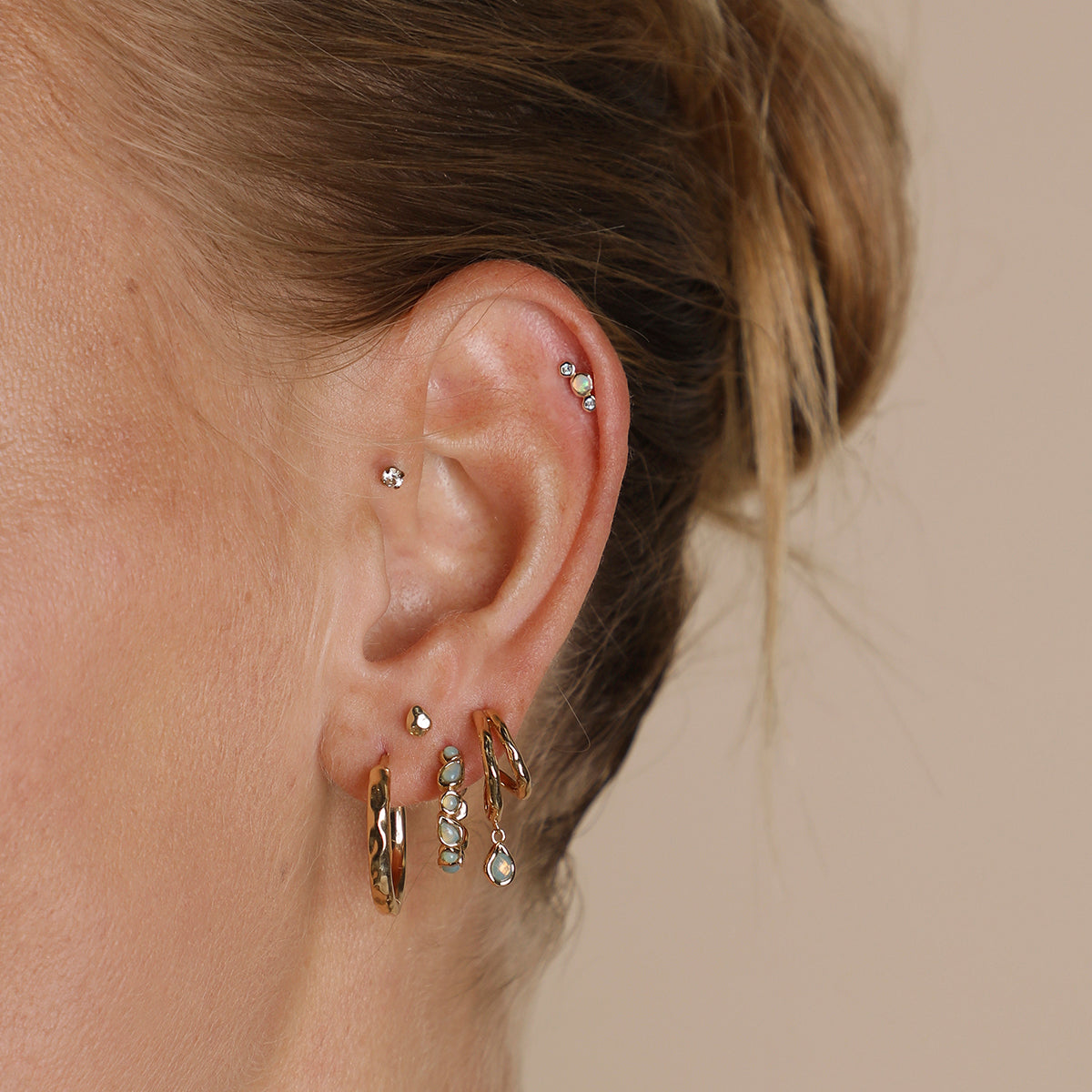 Molten Piercing Stud in Solid Gold