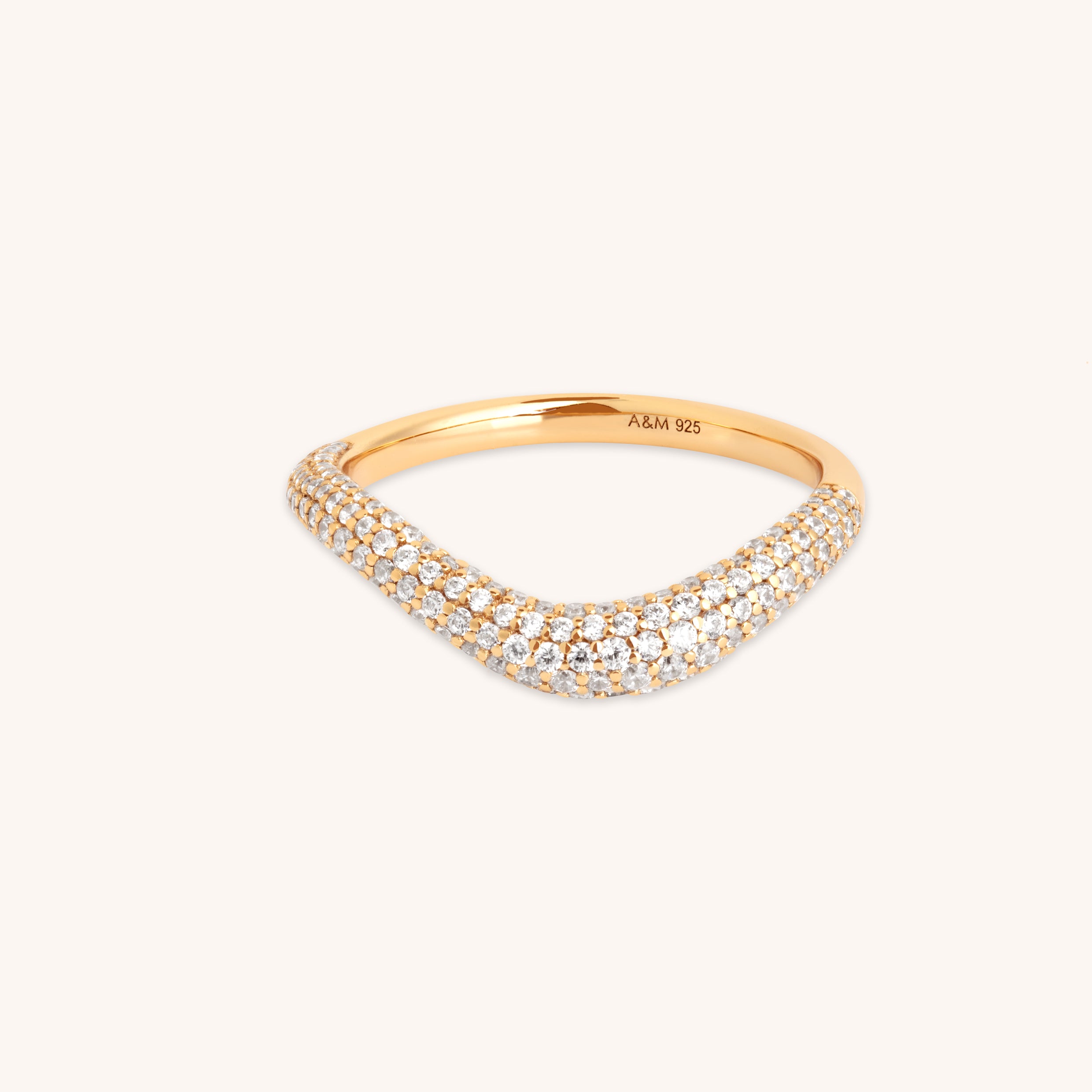 Wave Crystal Ring in Gold