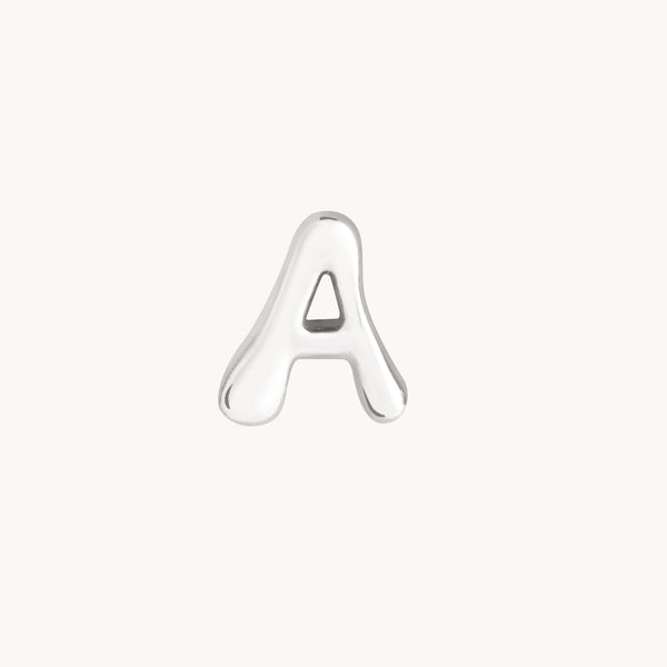 A Initial Click Charm in Solid White Gold