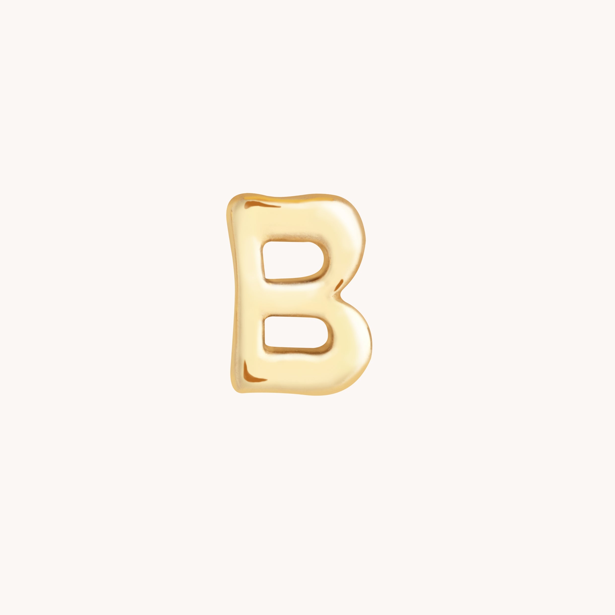 B Initial Click Charm in Solid Gold