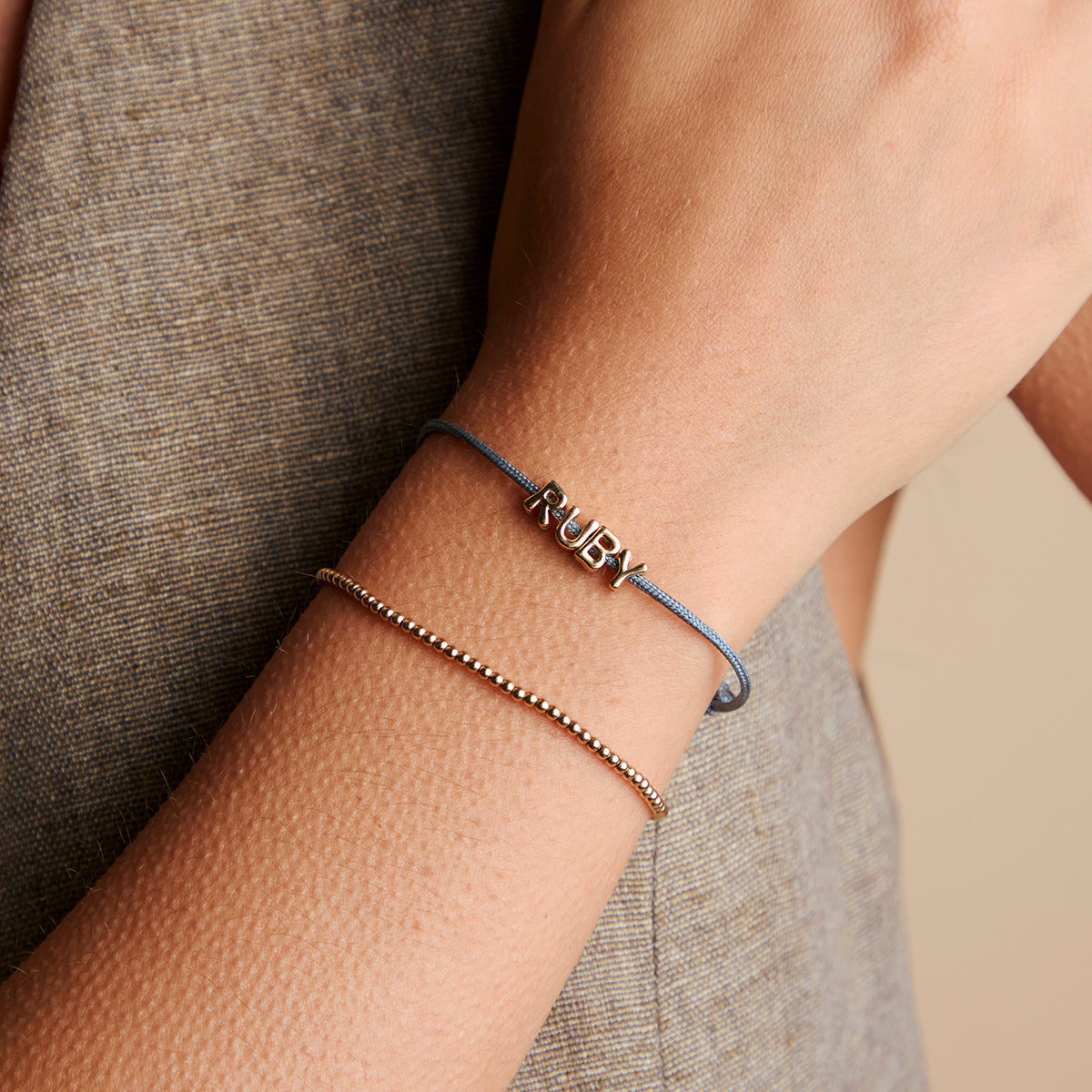 B Initial Click Charm in Solid Gold-Astrid & Miyu