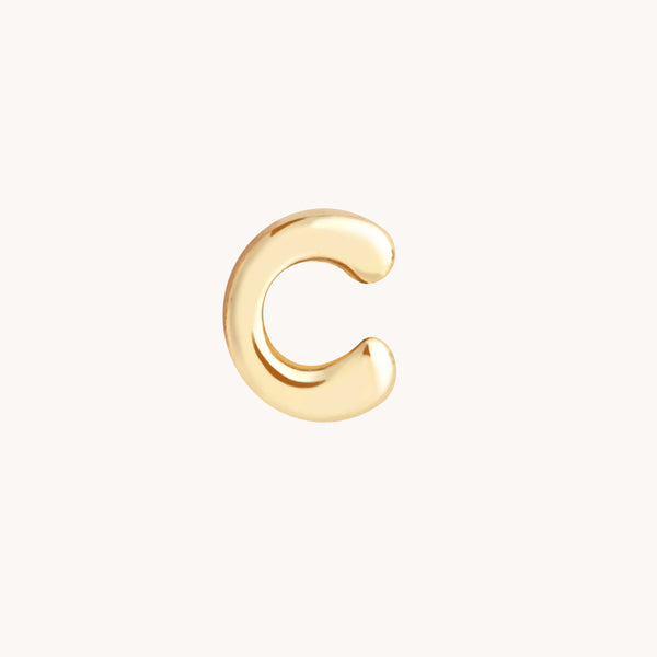 C Initial Click Charm in Solid Gold
