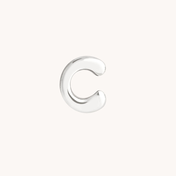 C Initial Click Charm in Solid White Gold