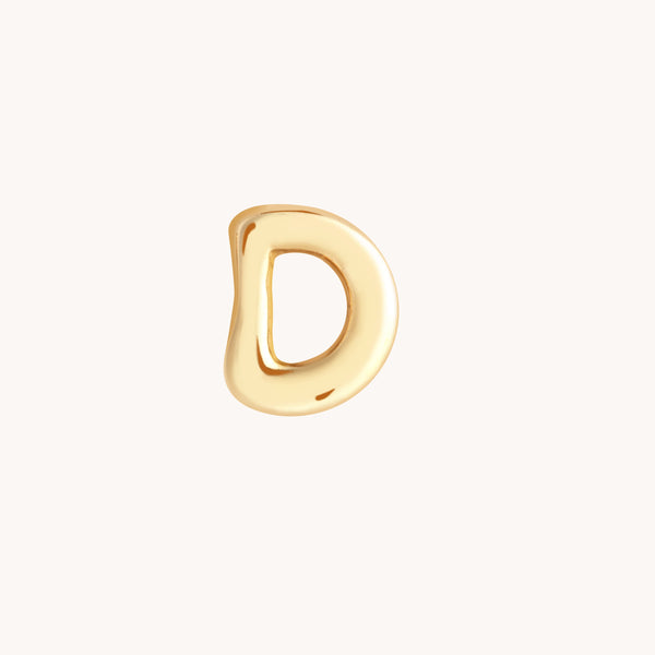 D Initial Click Charm in Solid Gold