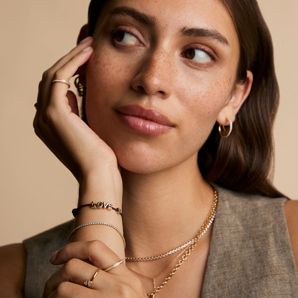 E Initial Click Charm in Solid Gold