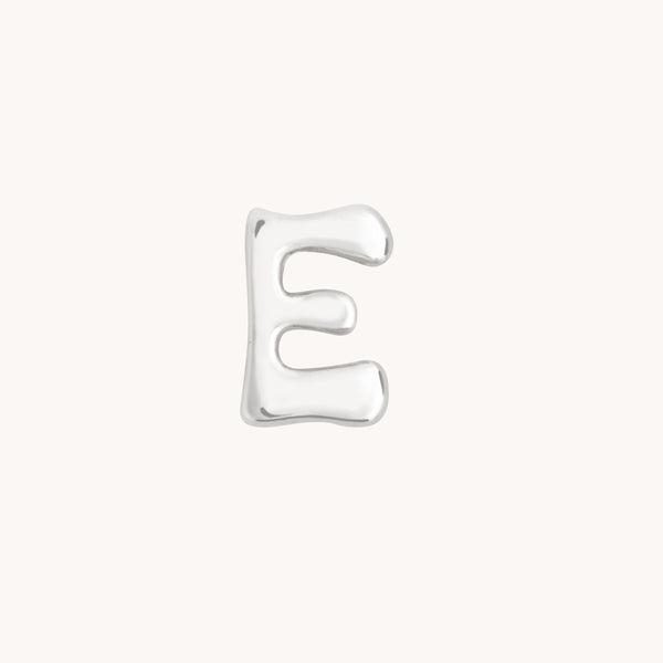 E Initial Click Charm in Solid White Gold
