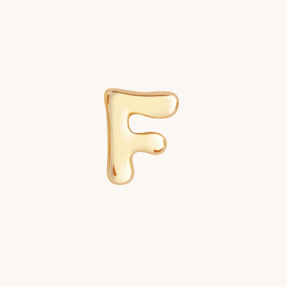 F Initial Click Charm in Solid Gold
