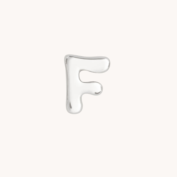 F Initial Click Charm in Solid White Gold