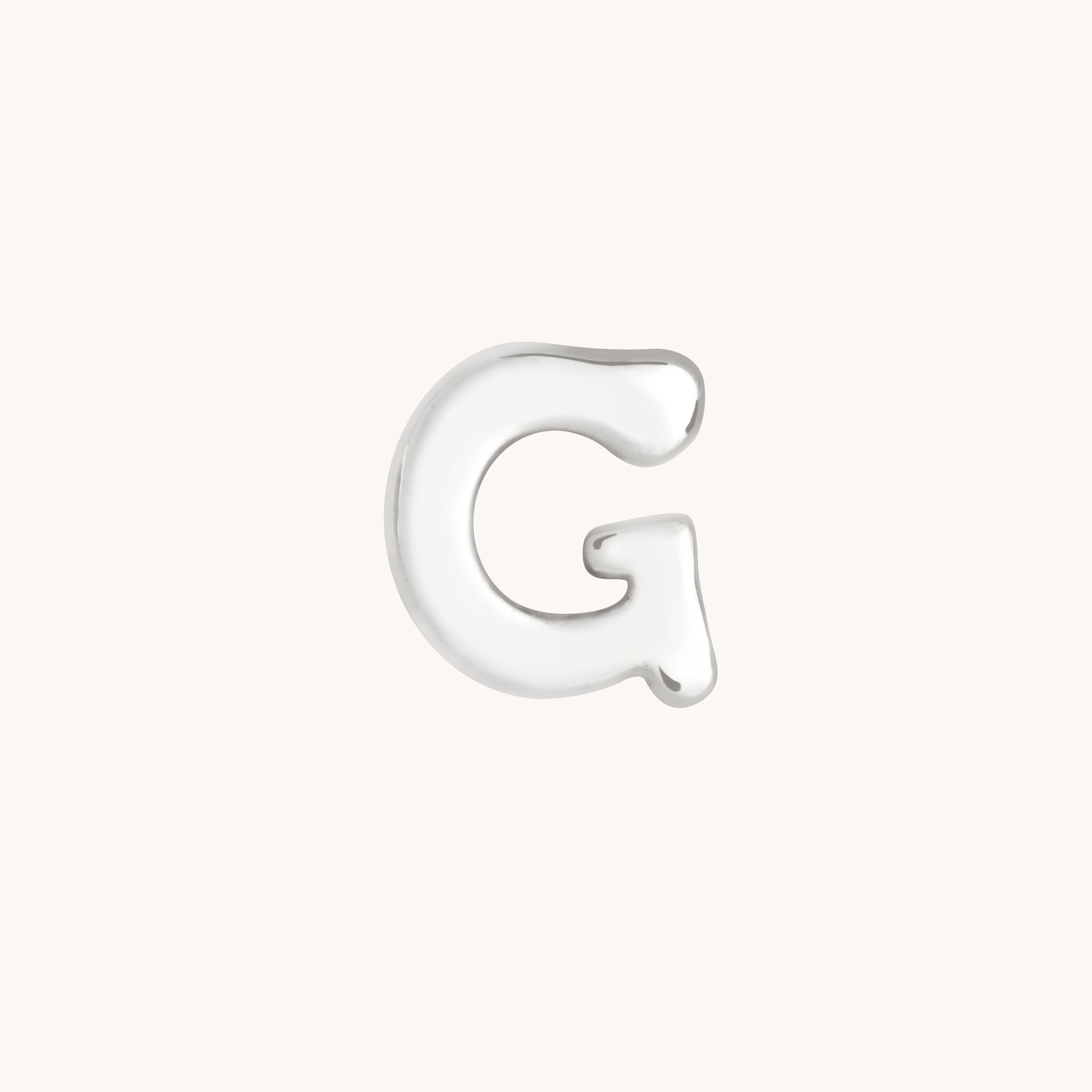 G Initial Click Charm in Solid White Gold