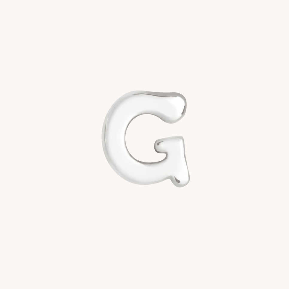 G Initial Click Charm in Solid White Gold-Astrid & Miyu