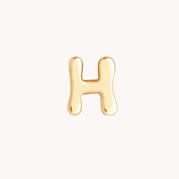 H Initial Click Charm in Solid Gold