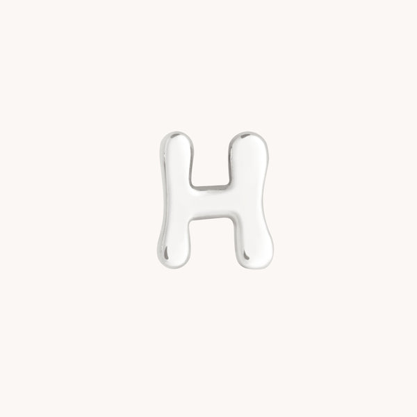 H Initial Click Charm in Solid White Gold