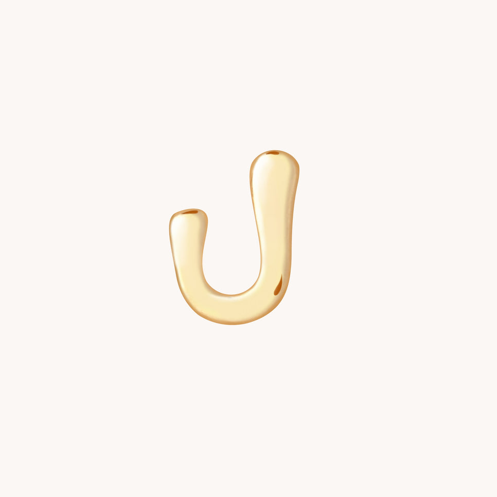 J Initial Click Charm in Solid Gold