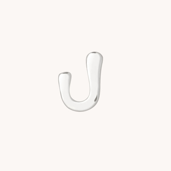 J Initial Click Charm in Solid White Gold