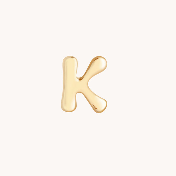 K Initial Click Charm in Solid Gold