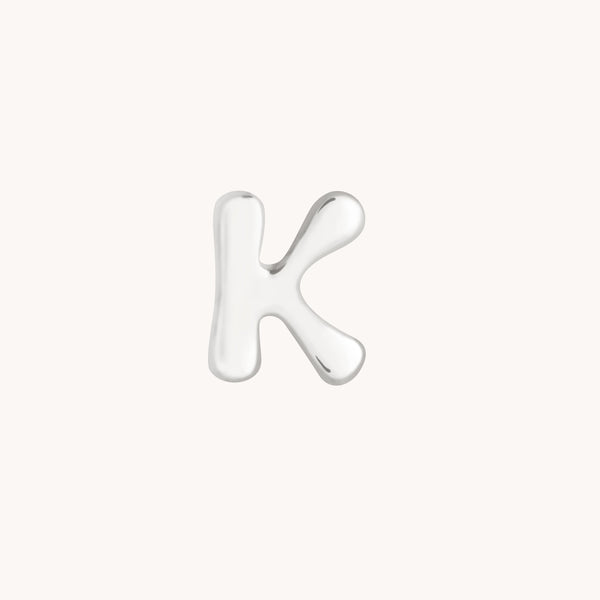 K Initial Click Charm in Solid White Gold