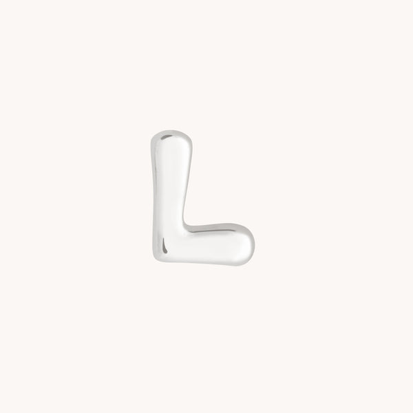 L Initial Click Charm in Solid White Gold