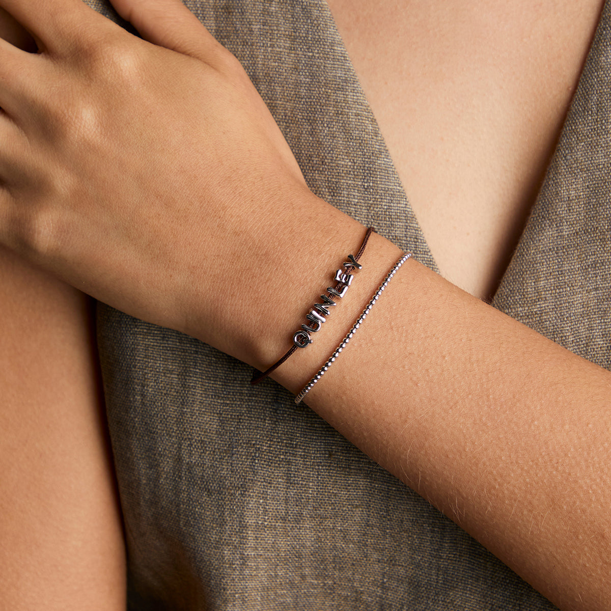 L Initial Click Charm in Solid White Gold-Astrid & Miyu