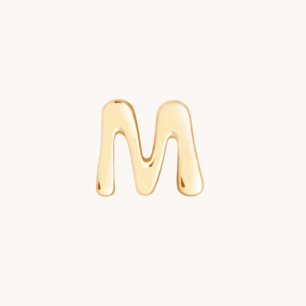 M Initial Click Charm in Solid Gold