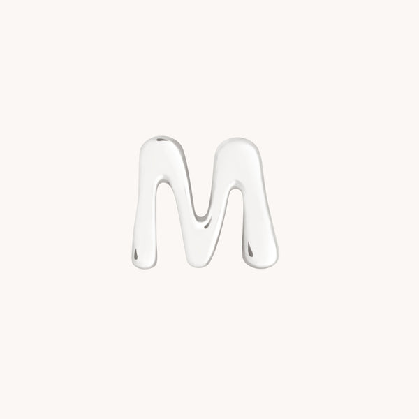M Initial Click Charm in Solid White Gold