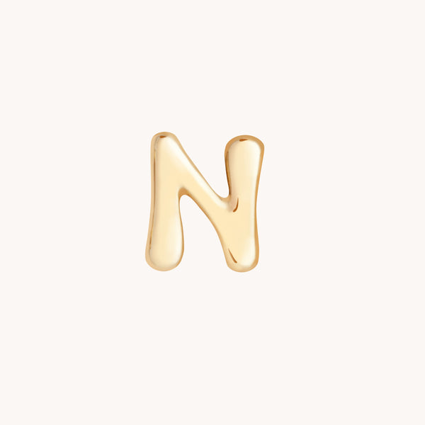 N Initial Click Charm in Solid Gold