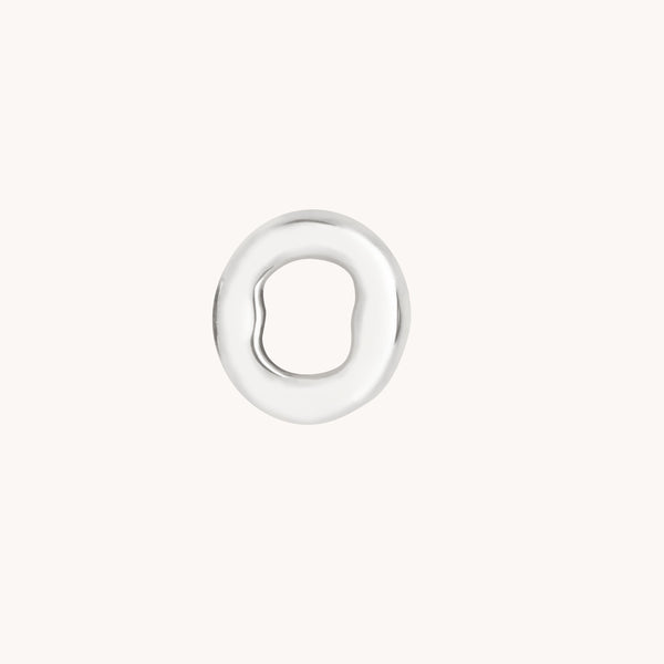 O Initial Click Charm in Solid White Gold